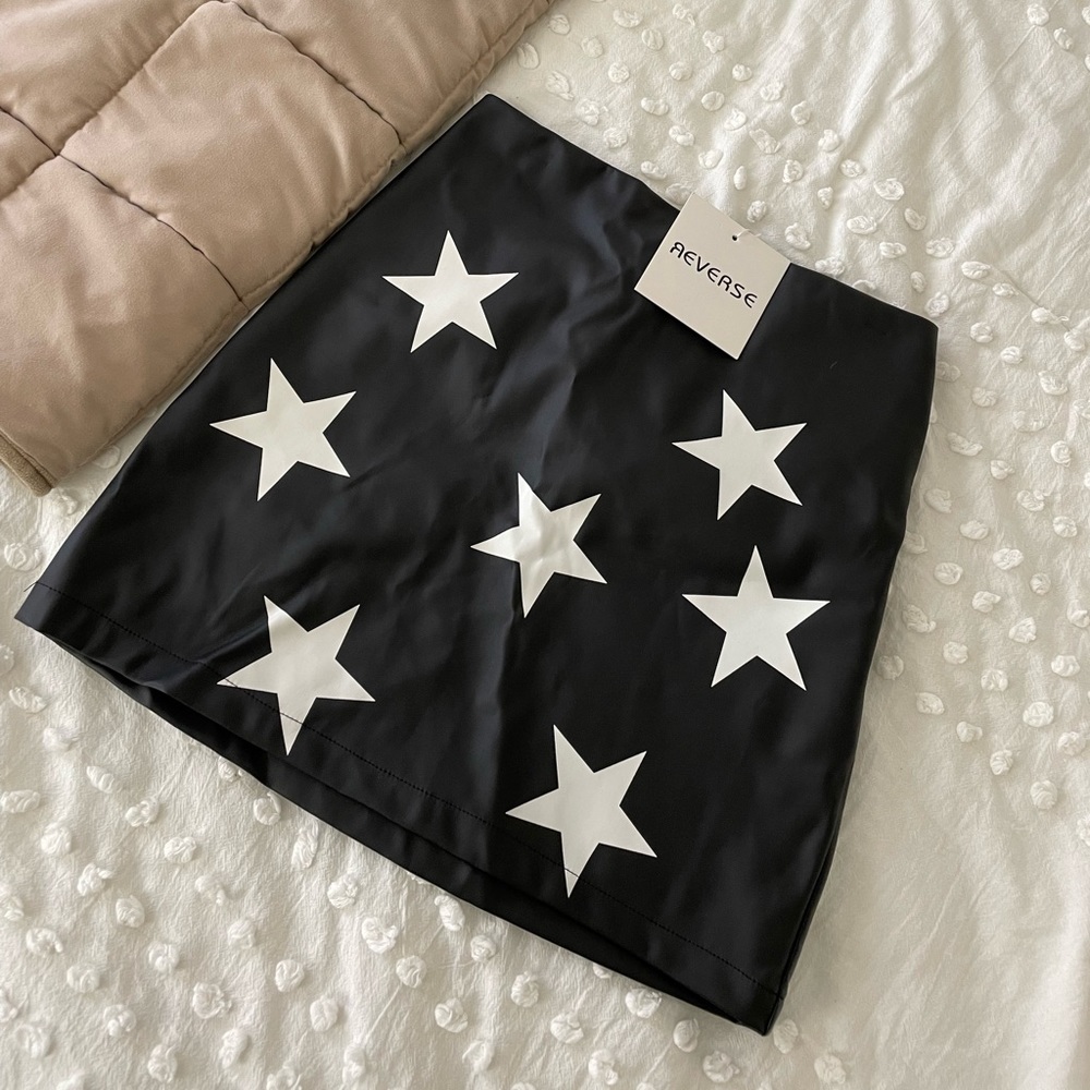 Star Leather Skirt NWT